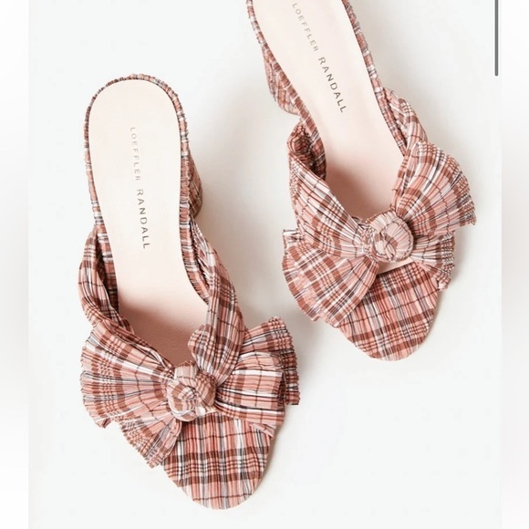 LOEFFLER RANDALL Penny Plaid Bow Heels Mules EUC - Picture 3 of 9
